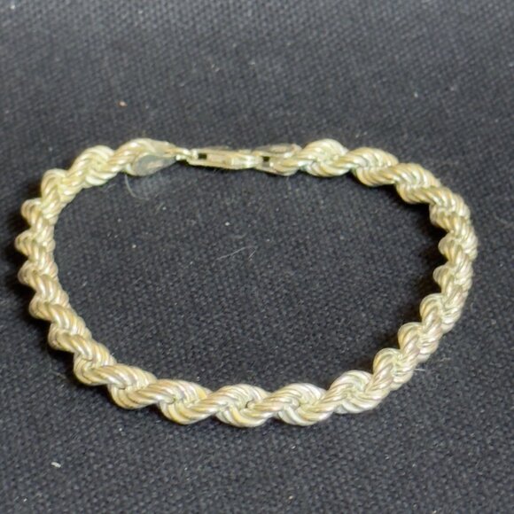 925 Sterling Silver Twisted Rope Chain Bracelet With Lobster Clasp Closure - Picture 2 of 9